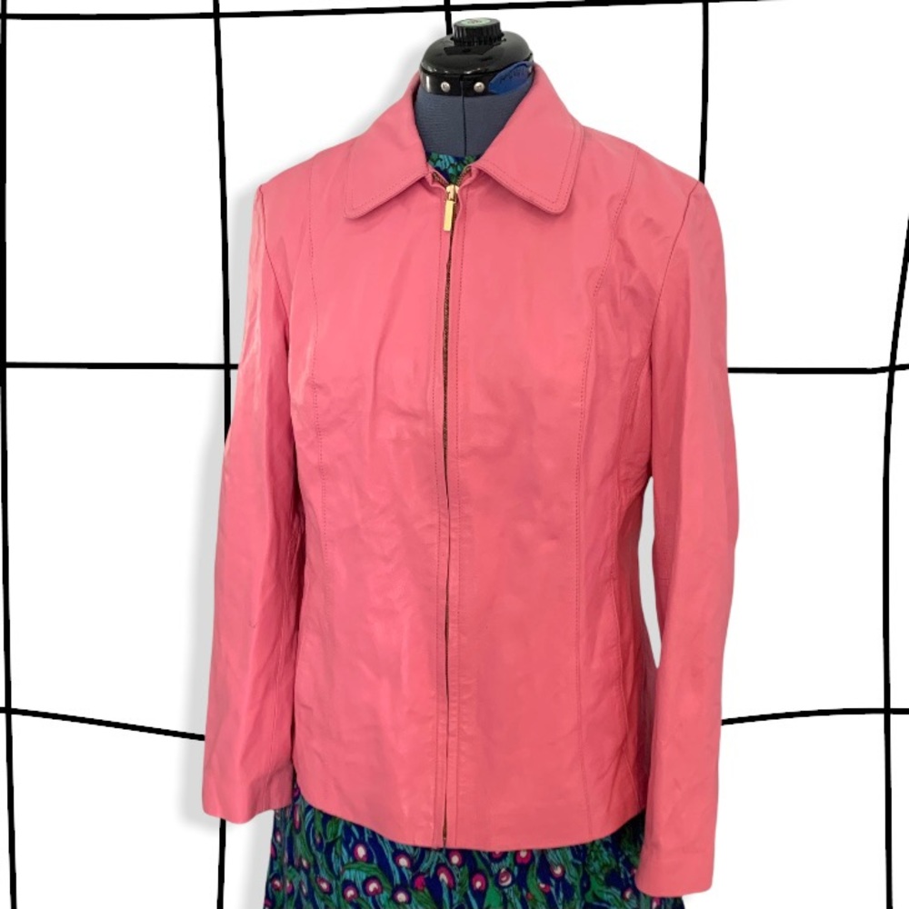 Y2k pink leather jacket
